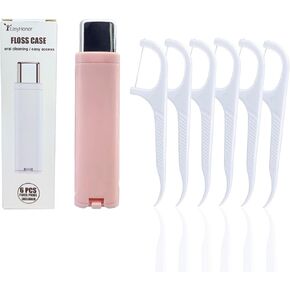 EasyHonor Floss Picks Dispenser, Dental Floss Picks Case, with 6 Counts Dental Flossers Sticks,Teeth Flossers Picks for Teeth Cleaning.(Green)