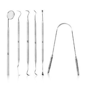 SURGEN Dental Hygiene Tool Kit - Stainless Steel Plaque Remover for Teeth, Oral Care Cleaning Tools Set with Tooth Scraper, Tartar Remover, Dental Pick, Gum Floss - Includes Travel Case (6 Pack) in Saudi Arabia