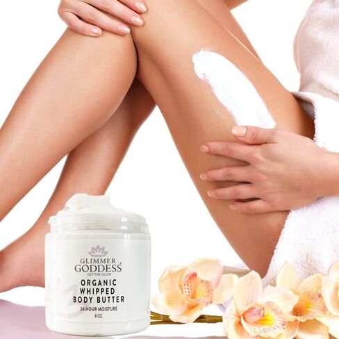 GLIMMER GODDESS Organic Whipped Body Butter- Cinnamon Apple Cider, Vegan, 24 Hr Hydration, Less Stretch Marks, All Skin Types, Child-Safe, 8 oz in Kuwait