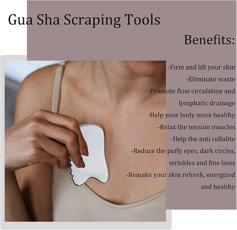 Gua Sha Scraping Tool, Stainless Steel Therapy Massage Tool, Lymphatic Drainage Gua Sha Board for Anti Cellulite, Muscles Pain Relief Tool for Spa Acupuncture Trigger Point Treatment in Saudi Arabia