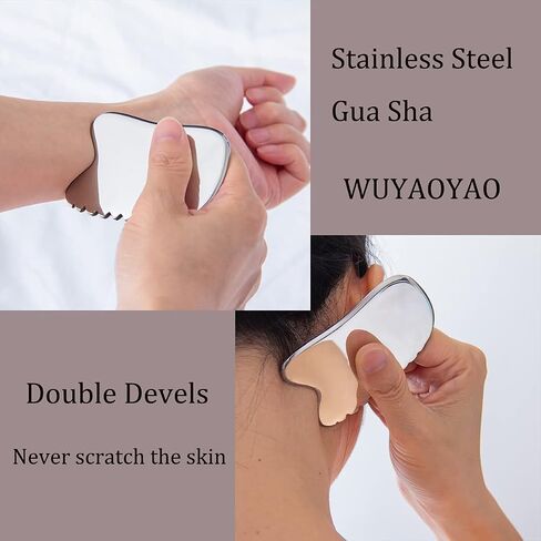 Gua Sha Scraping Tool, Stainless Steel Therapy Massage Tool, Lymphatic Drainage Gua Sha Board for Anti Cellulite, Muscles Pain Relief Tool for Spa Acupuncture Trigger Point Treatment in Saudi Arabia