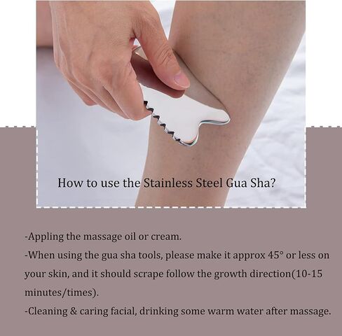 Gua Sha Scraping Tool, Stainless Steel Therapy Massage Tool, Lymphatic Drainage Gua Sha Board for Anti Cellulite, Muscles Pain Relief Tool for Spa Acupuncture Trigger Point Treatment in Saudi Arabia
