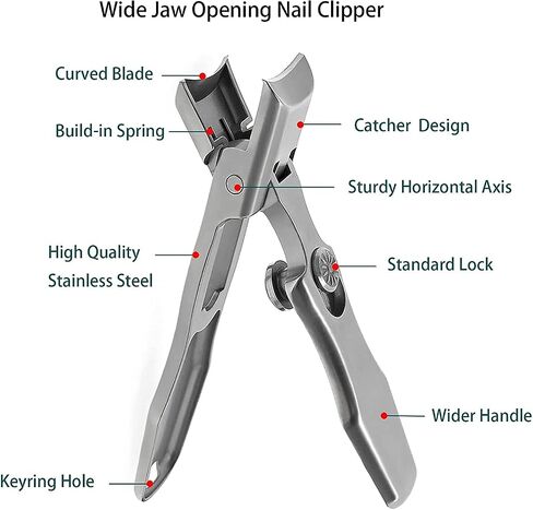 XGIZMOO Wide Jaw Opening Nail Clippers with Catcher Toenail Cutter No Splash for Thick Nails with Safety Lock Stainless Steel Fingernail Clipper for Seniors Men Women (Metallic with Metal File) in Saudi Arabia