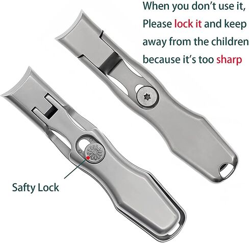 XGIZMOO Wide Jaw Opening Nail Clippers with Catcher Toenail Cutter No Splash for Thick Nails with Safety Lock Stainless Steel Fingernail Clipper for Seniors Men Women (Metallic with Metal File) in Saudi Arabia
