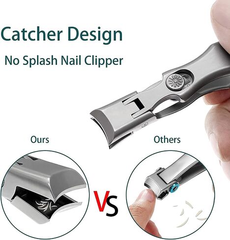 XGIZMOO Wide Jaw Opening Nail Clippers with Catcher Toenail Cutter No Splash for Thick Nails with Safety Lock Stainless Steel Fingernail Clipper for Seniors Men Women (Metallic with Metal File) in Saudi Arabia