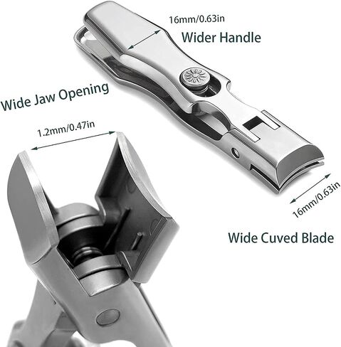 XGIZMOO Wide Jaw Opening Nail Clippers with Catcher Toenail Cutter No Splash for Thick Nails with Safety Lock Stainless Steel Fingernail Clipper for Seniors Men Women (Metallic with Metal File) in Saudi Arabia