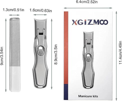 XGIZMOO Wide Jaw Opening Nail Clippers with Catcher Toenail Cutter No Splash for Thick Nails with Safety Lock Stainless Steel Fingernail Clipper for Seniors Men Women (Metallic with Metal File) in Saudi Arabia