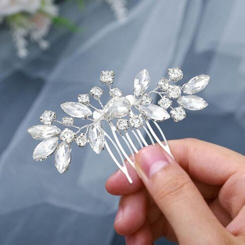 Foyte Crystal Wedding Hair Comb Rhinestone Headpieces Leaf Bride Hair Pieces Bridesmaid Side Hair Combs for Women and Girls (gold) in Kuwait