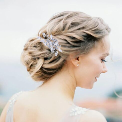 Foyte Crystal Wedding Hair Comb Rhinestone Headpieces Leaf Bride Hair Pieces Bridesmaid Side Hair Combs for Women and Girls (gold) in Kuwait
