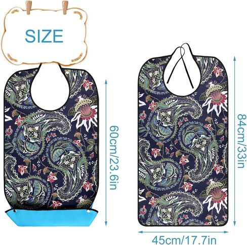 AIEX Adult Bibs, Waterproof Floral Print Bibs for Eating Washable and Reusable Clothing Protectors in Kuwait