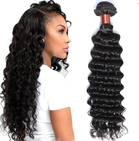 BLACKMOON HAIR Brazilian Virgin Hair Deep Wave Bundles One Bundle Unprocessed Virgin Human Hair Extension Deep Curly Hair Weave Natural Color(20 Inch) in Saudi Arabia
