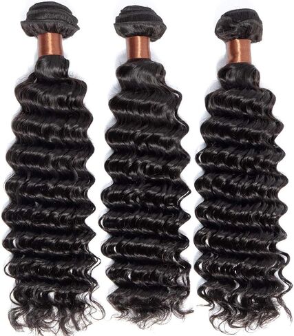 BLACKMOON HAIR Brazilian Virgin Hair Deep Wave Bundles One Bundle Unprocessed Virgin Human Hair Extension Deep Curly Hair Weave Natural Color(20 Inch) in Saudi Arabia