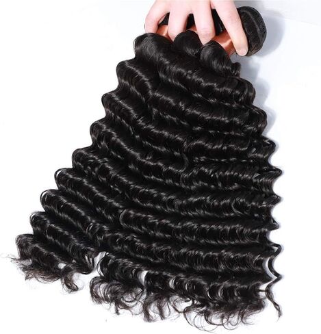 BLACKMOON HAIR Brazilian Virgin Hair Deep Wave Bundles One Bundle Unprocessed Virgin Human Hair Extension Deep Curly Hair Weave Natural Color(20 Inch) in Saudi Arabia