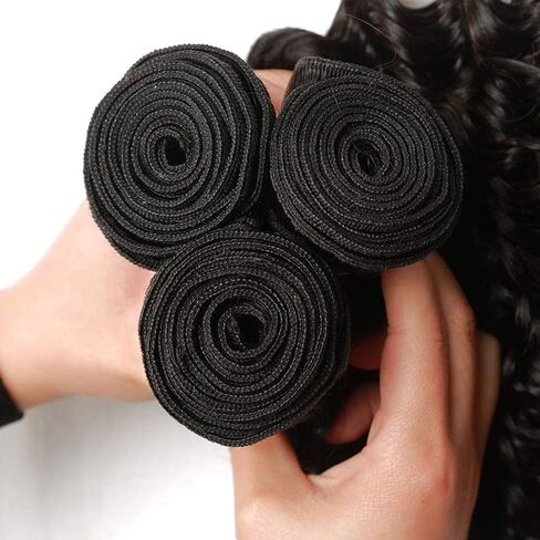 BLACKMOON HAIR Brazilian Virgin Hair Deep Wave Bundles One Bundle Unprocessed Virgin Human Hair Extension Deep Curly Hair Weave Natural Color(20 Inch) in Saudi Arabia