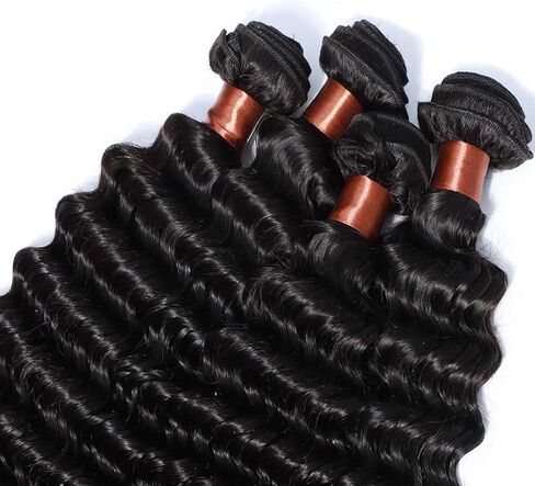 BLACKMOON HAIR Brazilian Virgin Hair Deep Wave Bundles One Bundle Unprocessed Virgin Human Hair Extension Deep Curly Hair Weave Natural Color(20 Inch) in Saudi Arabia