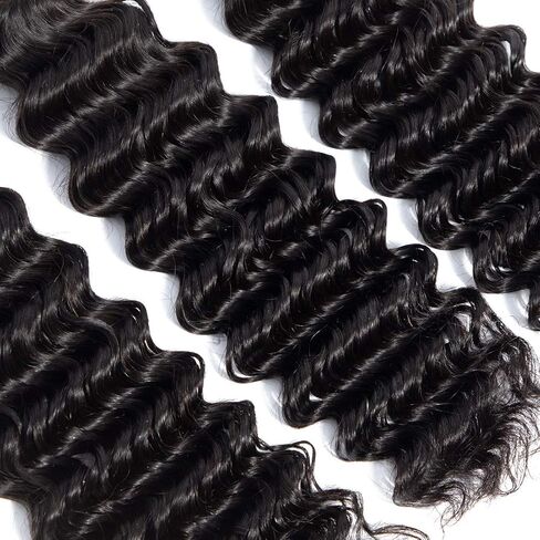 BLACKMOON HAIR Brazilian Virgin Hair Deep Wave Bundles One Bundle Unprocessed Virgin Human Hair Extension Deep Curly Hair Weave Natural Color(20 Inch) in Saudi Arabia