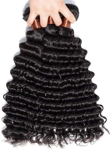 BLACKMOON HAIR Brazilian Virgin Hair Deep Wave Bundles One Bundle Unprocessed Virgin Human Hair Extension Deep Curly Hair Weave Natural Color(20 Inch) in Saudi Arabia