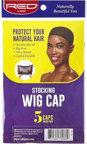 Red by Kiss Stocking Wig Cap 5 PCS (Dark Beige) with Lace Wig Powder Tinted (Light Warm Brown) in Saudi Arabia