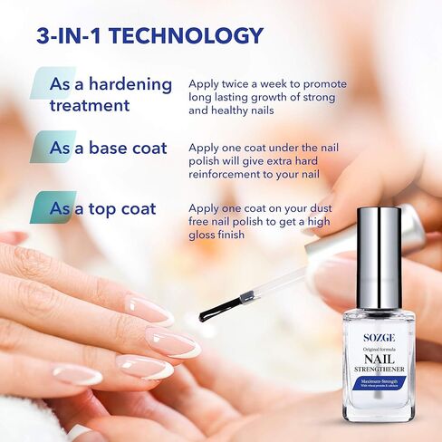 مقوي الأظافر، علاج مصل تقوية الأظافر - مقوي قوي للغاية للأظافر الضعيفة والتالفة، يستخدم كطبقة علوية أو أساسية، للعناية بالبشرة لنمو الأظافر (عبوة من قطعتين) in Kuwait