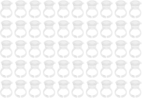Ring Cup with Lid, 100pcs Ink Rings Cups, Container Pigment Tattoo Rings Cups Disposable Plastic Holder Tattoo Ink Pigment Ring Adhesive Makeup Rings Palette for Eyelash Extension Nail Art in Saudi Arabia