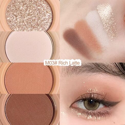 Erinde 4 Colors Eyeshadow Palette, Matte Shimmer Quartet, High Pigmented, Long Lasting, Ultra-Blendable, Rich Colors with Velvety Texture Eye Makeup Palette with Mirror, Great for Travel M01# in Saudi Arabia
