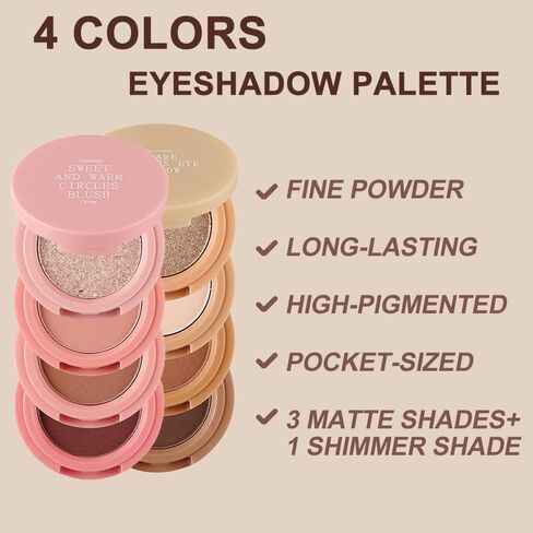 Erinde 4 Colors Eyeshadow Palette, Matte Shimmer Quartet, High Pigmented, Long Lasting, Ultra-Blendable, Rich Colors with Velvety Texture Eye Makeup Palette with Mirror, Great for Travel M01# in Saudi Arabia
