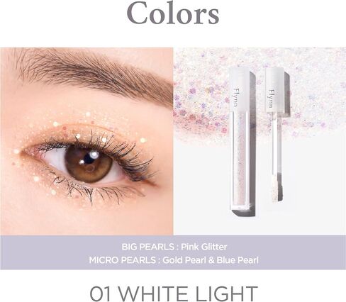 FLYNN Lightcatcher Liquid Glitter Eyeshadow | Long Lasting, Quick Drying, Lightweight Water Texture, No Fall-out | K beauty High-Impact Eye Looks (01 White Light) 0.12oz in Saudi Arabia