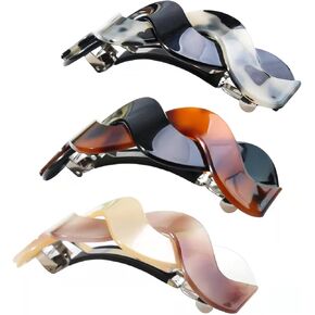 Jayongnee clip Tortoise Shell Hair Barrettes for Women Ladies ,Elegant French Design Barrettes Tortoise Shell Automatic Hair Clip for Medium and Thick Hair, barrettes for thick hair Fashion Acrylic Ponytail Holders Barrettes for Daily Wear (Classic Colors