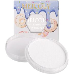 طلاء الوجه النيون من MEICOLY، طلاء الجسم المتوهج في الظلام، طلاء الوجه المنشط بالماء الفلوريسنت للبالغين والأطفال، طلاء الوجه الأبيض للهالوين ذو اللون الواحد، كعكة مقسمة على أساس مائي، 1.05 أونصة، أبيض/أزرق للأشعة فوق البنفسجية in Kuwait