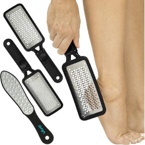 Vive Foot File - Feet Scraper for Dead Skin - Heel Grater, Callus Remover Scrubber Tool, Rasp for Cracked Heels - Stainless Steel Pedicure Filer for Men & Women - Use on Wet or Dry Skin