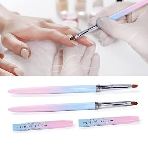 قطعتان من فرشاة تنظيف الأظافر الاحترافية للأظافر مع قلم رأس مستدير ومائل وأدوات طلاء لتصميم فن الأظافر وتنظيف الأخطاء البولندية in Kuwait