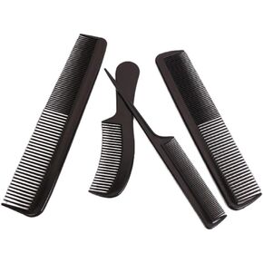 NuAngela Styling Comb Set, Cutting Combs Clipper Rat Tail Hair Beard Comb, Wide and Fine Tooth Hair Dressing Comb For Women Men Parting Teasing, Professional Barber Comb (BLACK)