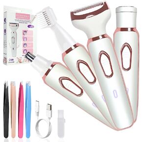 Electric Lady Shaver, Women Razors for Shaving Cordless 4-in-1 Shaver for Women Face, Legs and Underarm, Portable Bikini Trimmer Wet & Dry Hair Removal, Cordless - Micro USB Rechargeable(Shaver) in Kuwait