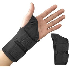 NAGSOFE Wrist Brace for Carpal Tunnel Relief Night Support , Hand Brace with 2 Stays for Women Men , Adjustable Wrist Support Splint for Right Left Hands for Tendonitis, Arthritis , Sprains (Small/Medium (Pack of 1), Right Hand-Beige)