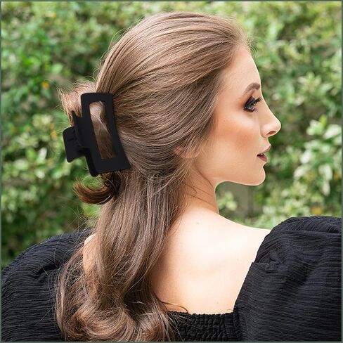 8 مشابك شعر من AcrossSea مقاس 4.3 سم للنساء والفتيات، مشابك شعر كبيرة، مشابك شعر مخلب قوية غير لامعة للنساء للشعر السميك والشعر الرقيق، مشابك فك التسعينات (كريمي، كاكي، أخضر، أسود) in Kuwait