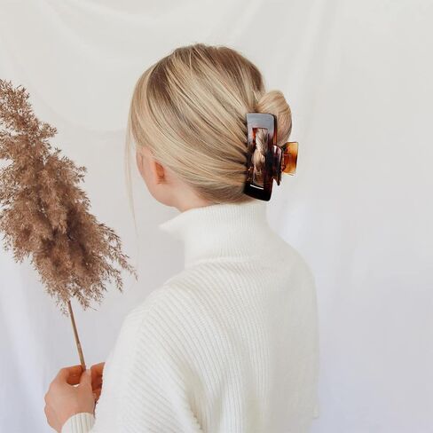 AIMIKE مشابك شعر كبيرة بمقاس 4.1 بوصة، مشابك شعر مخلب أكريليك للشعر السميك، مشابك فك مستطيلة قوية للشعر الرقيق، مشابك شعر كبيرة بتصميم فرنسي للنساء والفتيات - مشبك غير قابل للانزلاق (4 قطع) in Kuwait