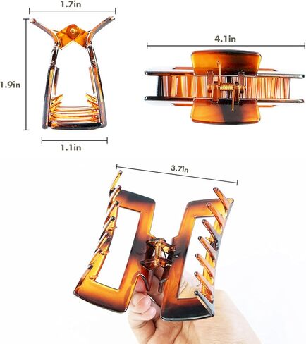 AIMIKE مشابك شعر كبيرة بمقاس 4.1 بوصة، مشابك شعر مخلب أكريليك للشعر السميك، مشابك فك مستطيلة قوية للشعر الرقيق، مشابك شعر كبيرة بتصميم فرنسي للنساء والفتيات - مشبك غير قابل للانزلاق (4 قطع) in Kuwait