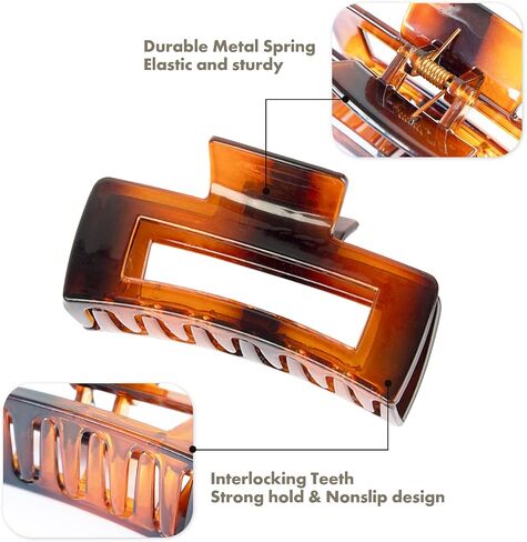 AIMIKE Large Hair Claw Clips 4.1 Inch, Acrylic Claw Hair Clips for Thick Hair, Strong Hold Rectangular Jaw Clips for Thin Hair, French Design Big Hair Clips for Women Girls - Nonslip Clip (4 Pcs) in Saudi Arabia