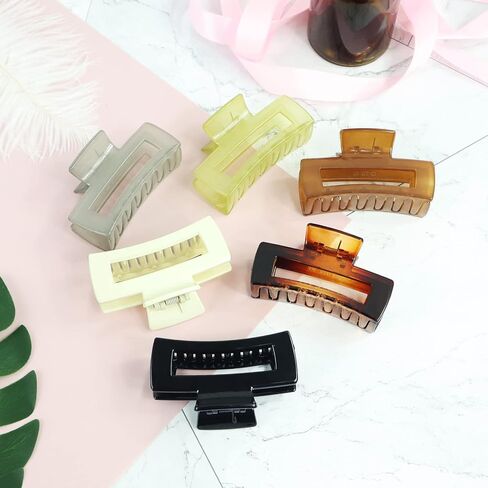 AIMIKE Large Hair Claw Clips 4.1 Inch, Acrylic Claw Hair Clips for Thick Hair, Strong Hold Rectangular Jaw Clips for Thin Hair, French Design Big Hair Clips for Women Girls - Nonslip Clip (4 Pcs) in Saudi Arabia