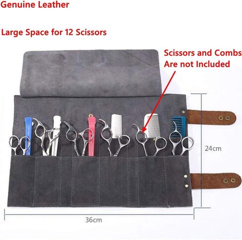 Purple Dragon Leather Roll Up Scissors Holder Pouch Cases Tool Bags for Salon Barber Hair Stylist (Grey) in Saudi Arabia