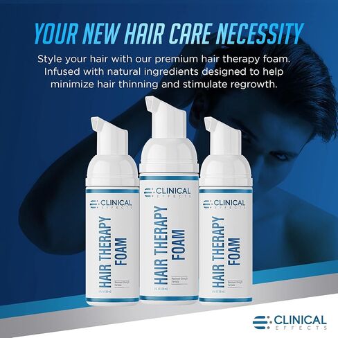 رغوة علاج الشعر كلينيكال إيفيكتس - رغوة لنمو الشعر للرجال - زيت النعناع، ​​البلميط المنشاري، زيت الأفوكادو - 30 مل - يساعد على تقليل ترقق الشعر، ويدعم إعادة نمو الشعر - صنع في الولايات المتحدة الأمريكية in Kuwait