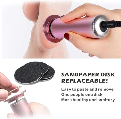 FATUXZ Electric Callus Remove with 60pcs Replacement Sandpaper Discs, Professional Pedicure Foot File Sander for Dead Cracked Hard Skin Calluses for Feet Electronic Callus Shaver (Speed Adjustable) in Saudi Arabia