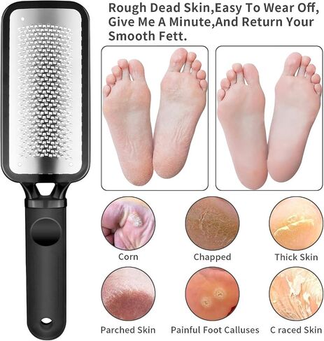 Pedicure Foot File Callus Remover - Large Stainless Steel Foot Scraper, Remove Hard Skin, Practical and Professional Foot Care File, Suitable for Dry and Wet Feet in Saudi Arabia