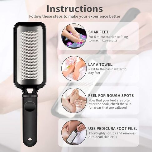 Pedicure Foot File Callus Remover - Large Stainless Steel Foot Scraper, Remove Hard Skin, Practical and Professional Foot Care File, Suitable for Dry and Wet Feet in Saudi Arabia