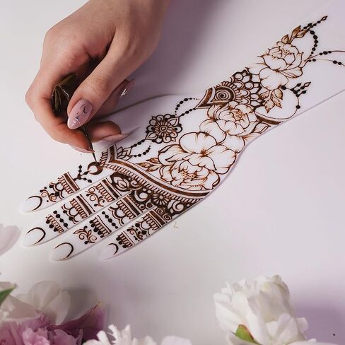 Reusable Henna Hand Acrylic Plastic Template for Homemade Henna, Mehendi Heena Beginner Kit Drawing Body Art Hena Temporary Tattoo Practice Mendi, WHITE in Kuwait