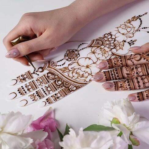 Reusable Henna Hand Acrylic Plastic Template for Homemade Henna, Mehendi Heena Beginner Kit Drawing Body Art Hena Temporary Tattoo Practice Mendi, WHITE in Kuwait