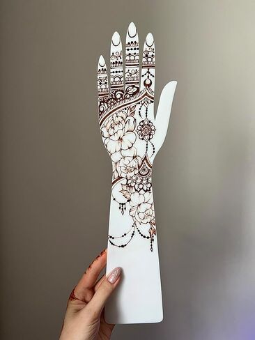 Reusable Henna Hand Acrylic Plastic Template for Homemade Henna, Mehendi Heena Beginner Kit Drawing Body Art Hena Temporary Tattoo Practice Mendi, WHITE in Kuwait