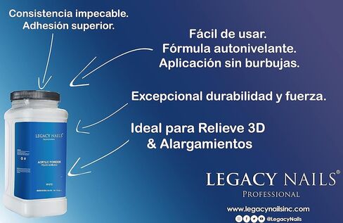 Legacy Nails Professional Crystal Clear Acrylic Powder, Net Wt. 1 lbs. / 16oz. - Mix With Glitter, Pigment and Create Custom Acrylic Nail Extension Colors in Kuwait