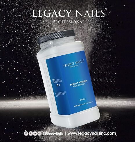 Legacy Nails Professional Crystal Clear Acrylic Powder, Net Wt. 1 lbs. / 16oz. - Mix With Glitter, Pigment and Create Custom Acrylic Nail Extension Colors in Kuwait