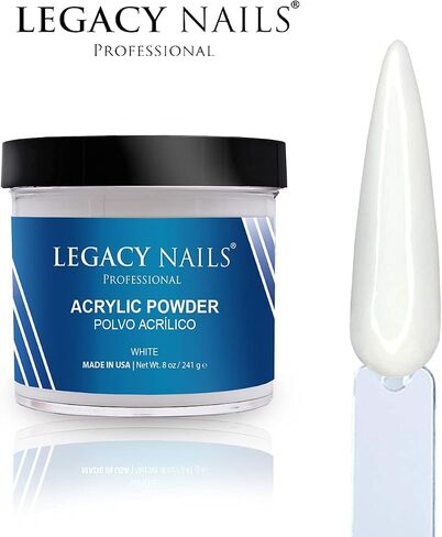 Legacy Nails Professional Crystal Clear Acrylic Powder, Net Wt. 8 oz. - Mix With Glitter, Pigment and Create Custom Acrylic Nail Extension Colors in Kuwait